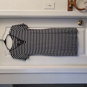 Gray and white striped short sleeve midi dress size medium